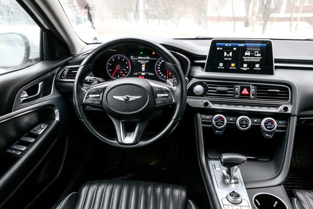 Interior of the compact executive sedan Genesis G70