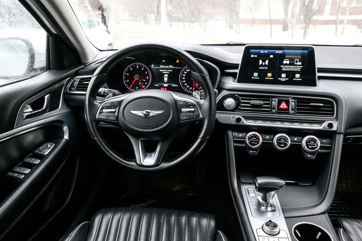Interior of the compact executive sedan Genesis G70, Does The Genesis G70 Have Apple Carplay?