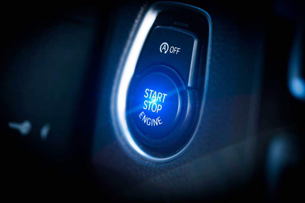 Modern car start stop button