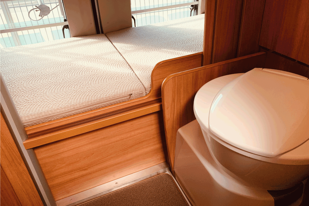 RV motor home detail, toilet and bed. Can You Clean An RV Toilet With Bleach