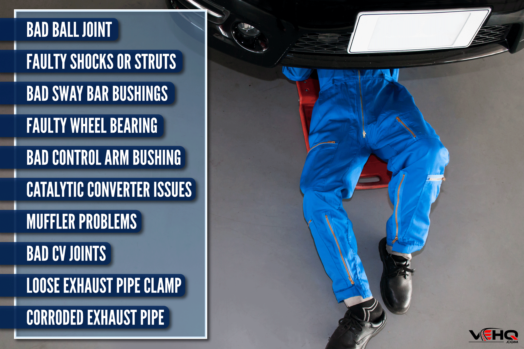mechanic blue uniform lying down working, Rattling-Under-Car-When-Going-Over-Bumps---What-Could-Be-Wrong