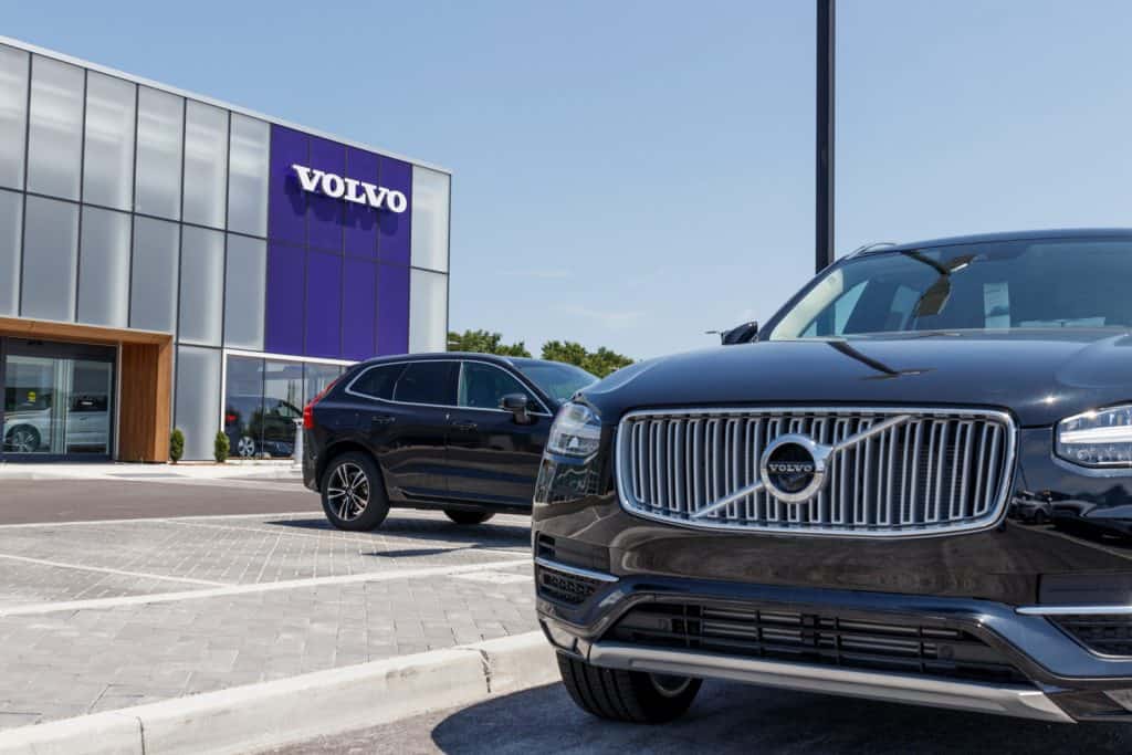 Volvo car and SUV dealership. Volvo is a subsidiary of the Chinese automotive company Geely III
