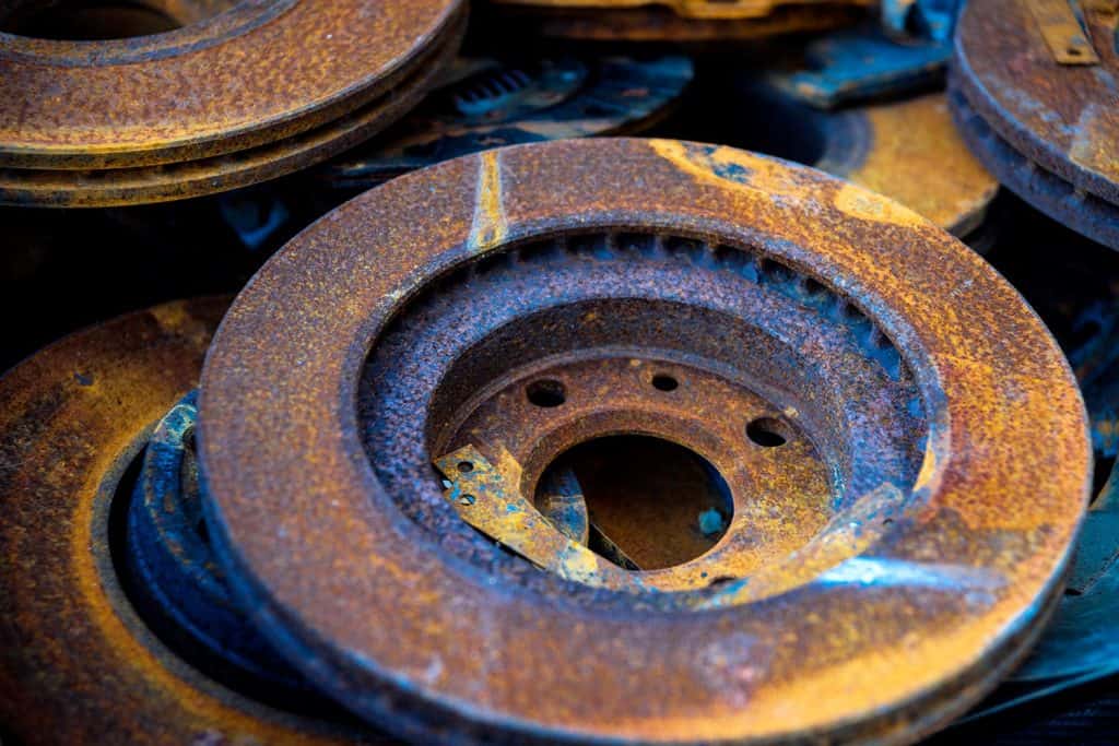 Worn out rusty disc brake