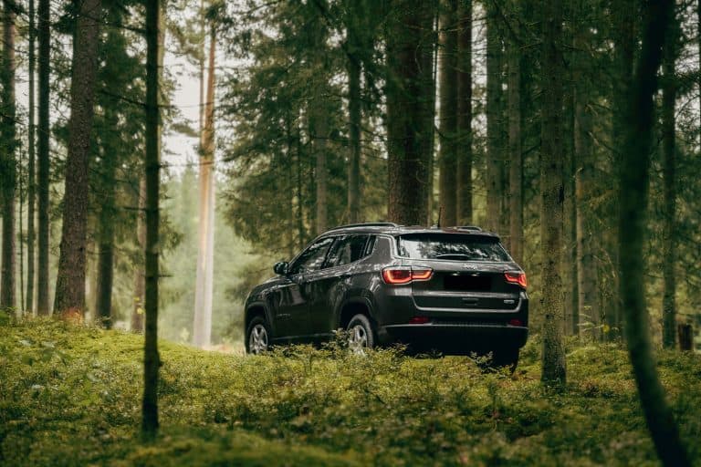 A black Jeep Compass trekking in the dense forest area, Jeep Compass Won't Start - What Could Be Wrong?
