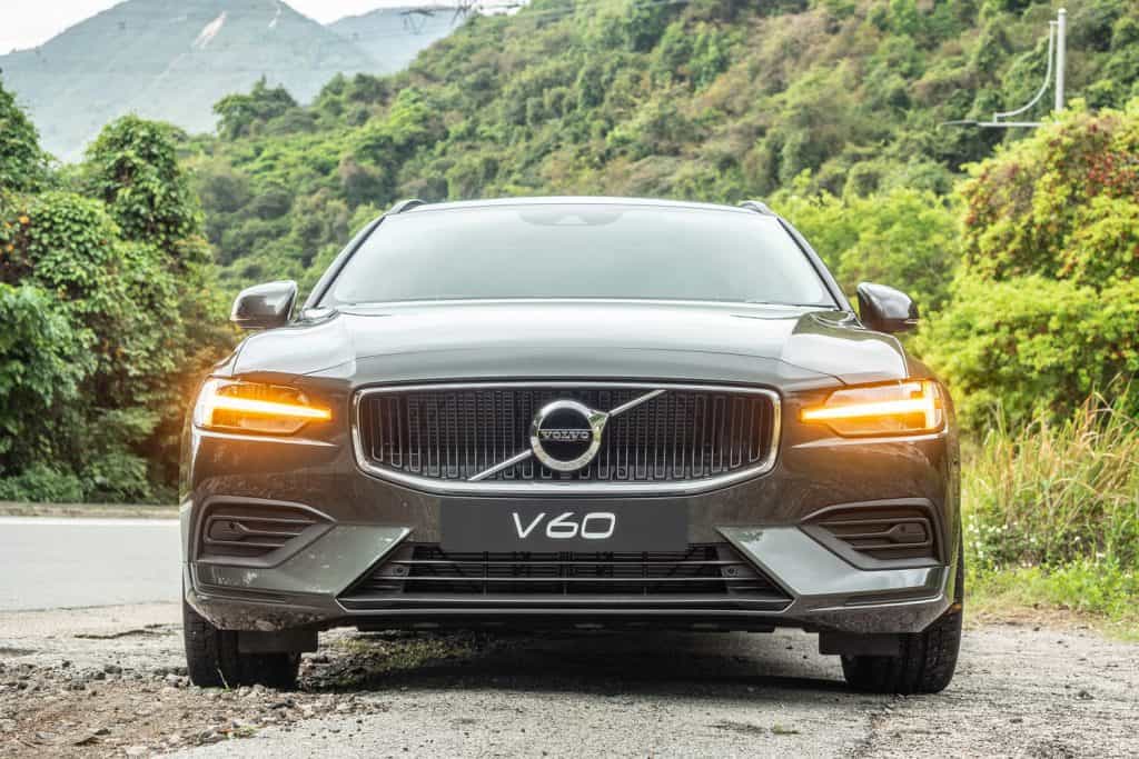 A luxurious Volvo V60 photographed in the side of the highway