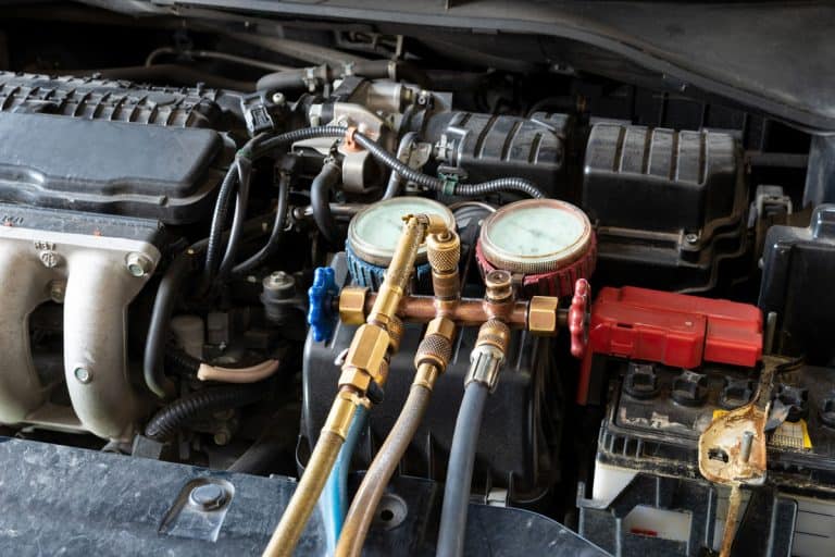 Car air conditioner check service, leak detection, fill refrigerant, Manometer being used to gauge. How Do You Reset An RV Air Conditioner?
