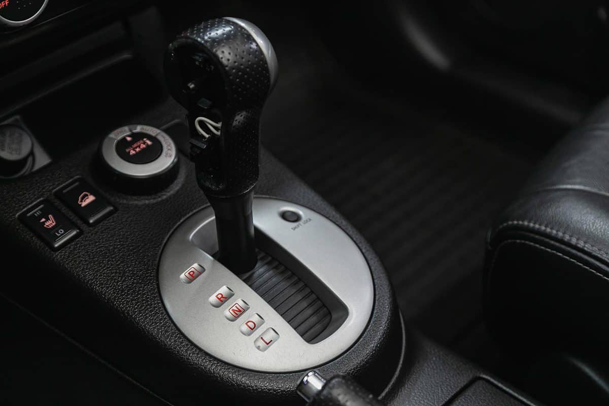 Close-up view of the automatic gearbox lever