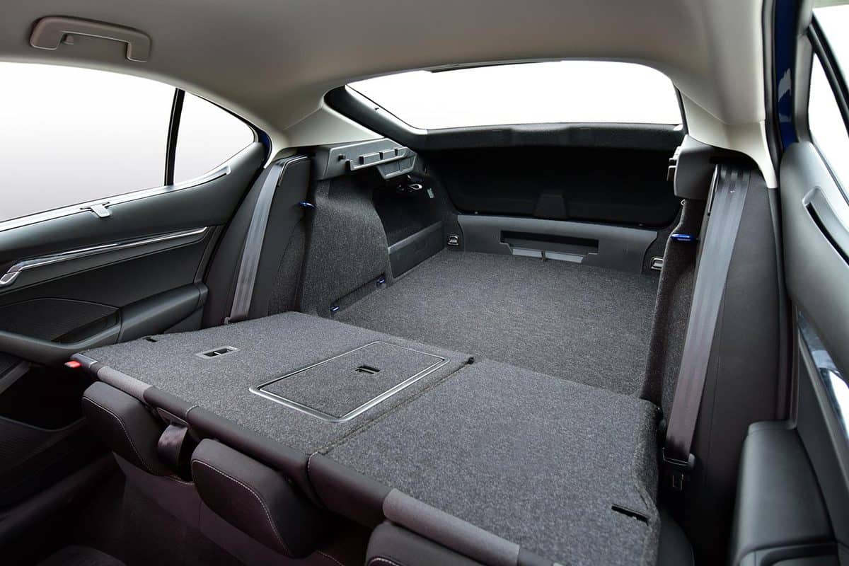 Empty trunk with rear seats folded of the passenger car