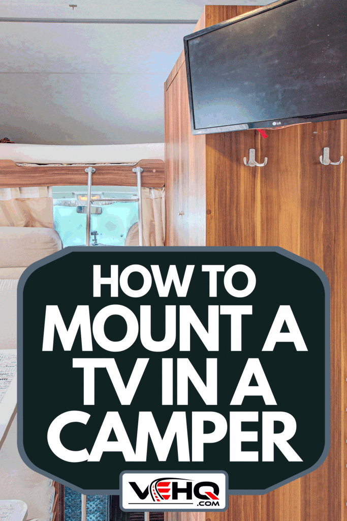 An interior of a mobile home with TV on wall, How To Mount A TV In A Camper