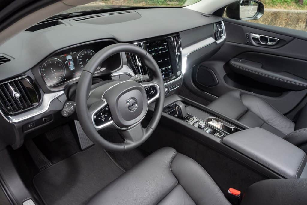 Interior of a Volvo V60 with elegant fine detailed design