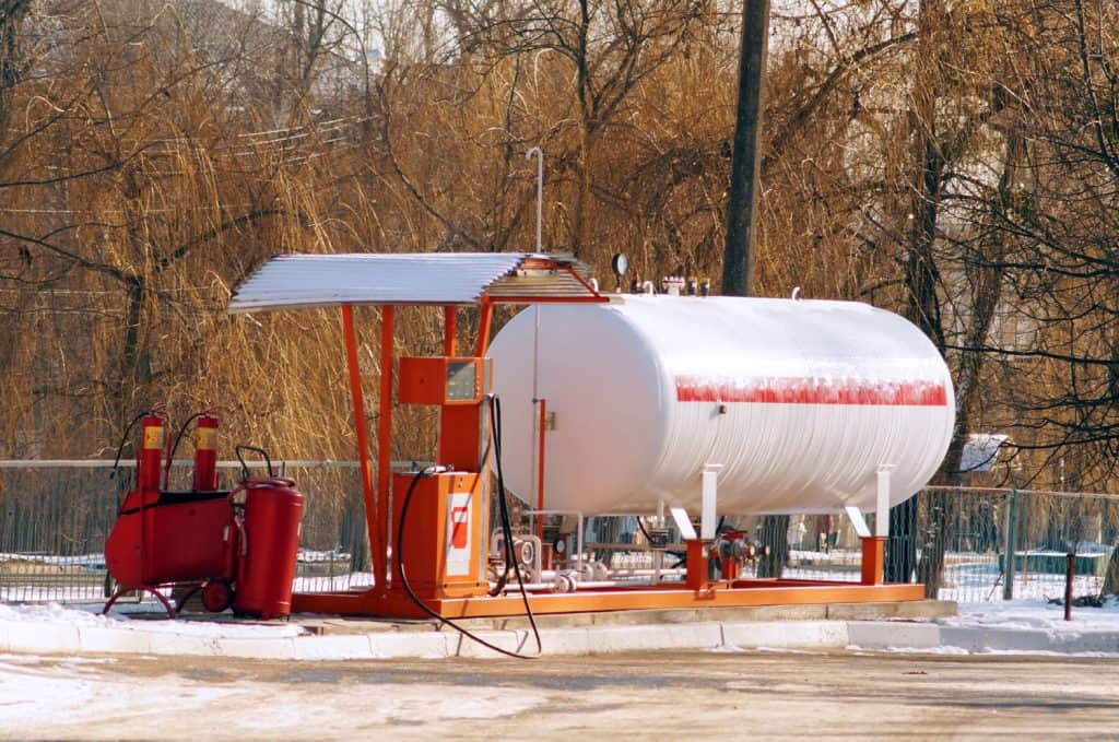 Liquid propane gas station. LPG station for filling liquefied propane gas into the vehicle tanks
