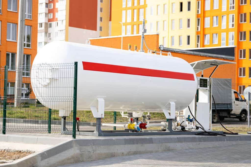 Propane tank or lpg tank for the transport refueling on a gas station.