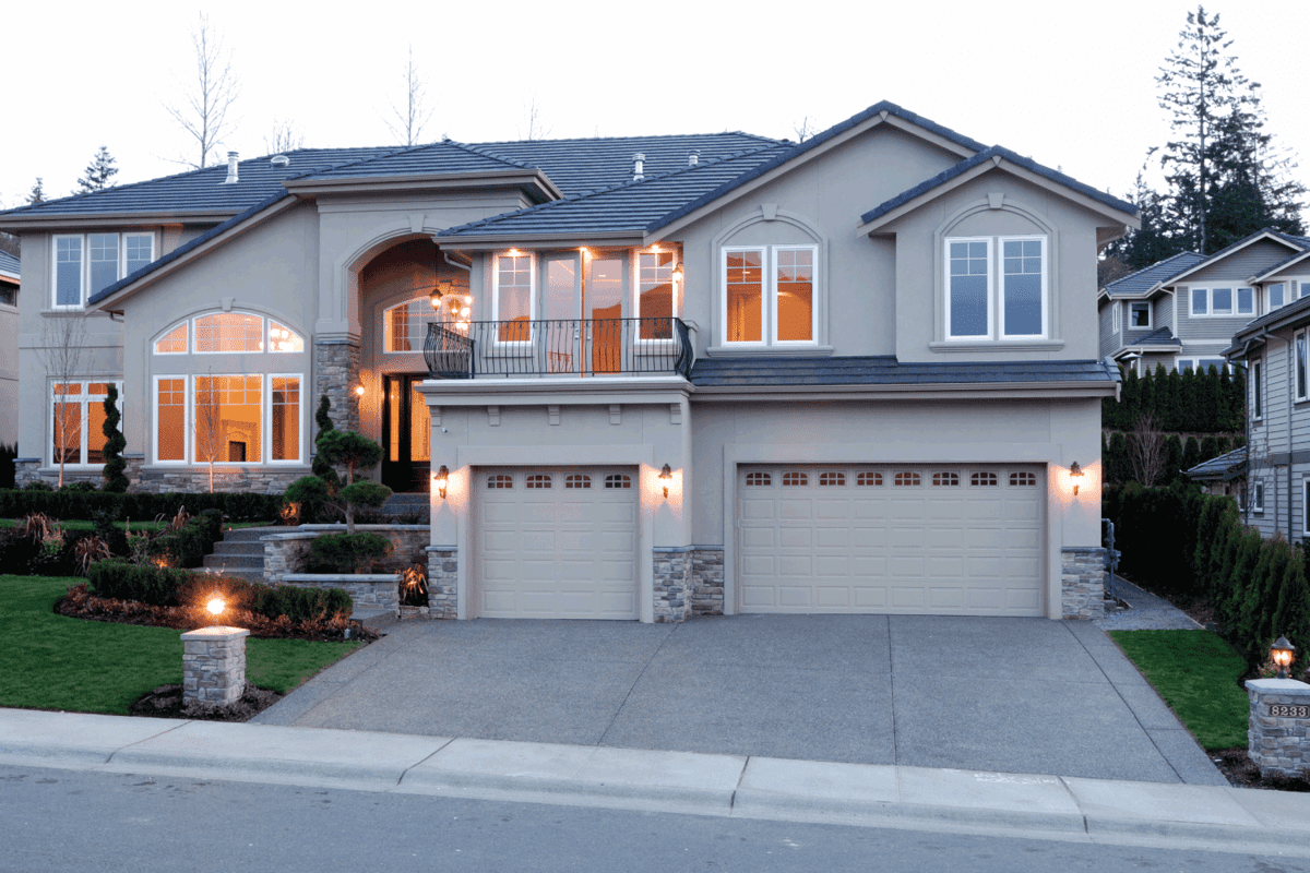 large American homes with double garage doors