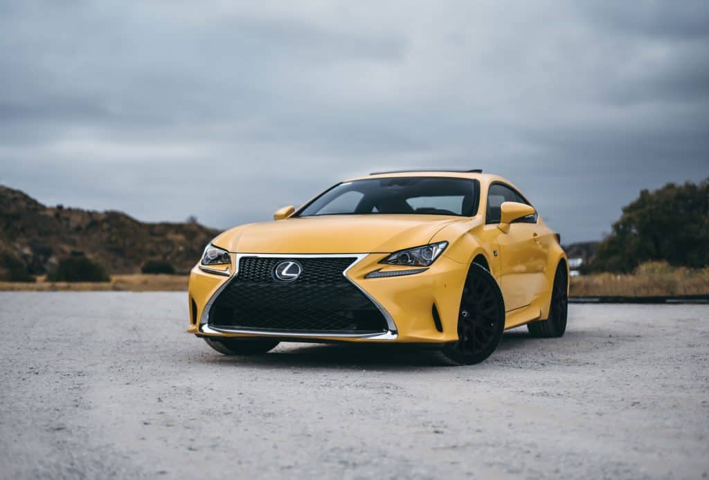 Lexus RC F Sport on the front of mountain