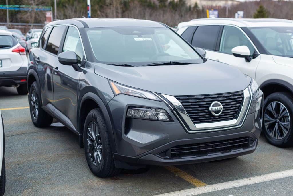 A 2021 Nissan Rogue on the parking lot