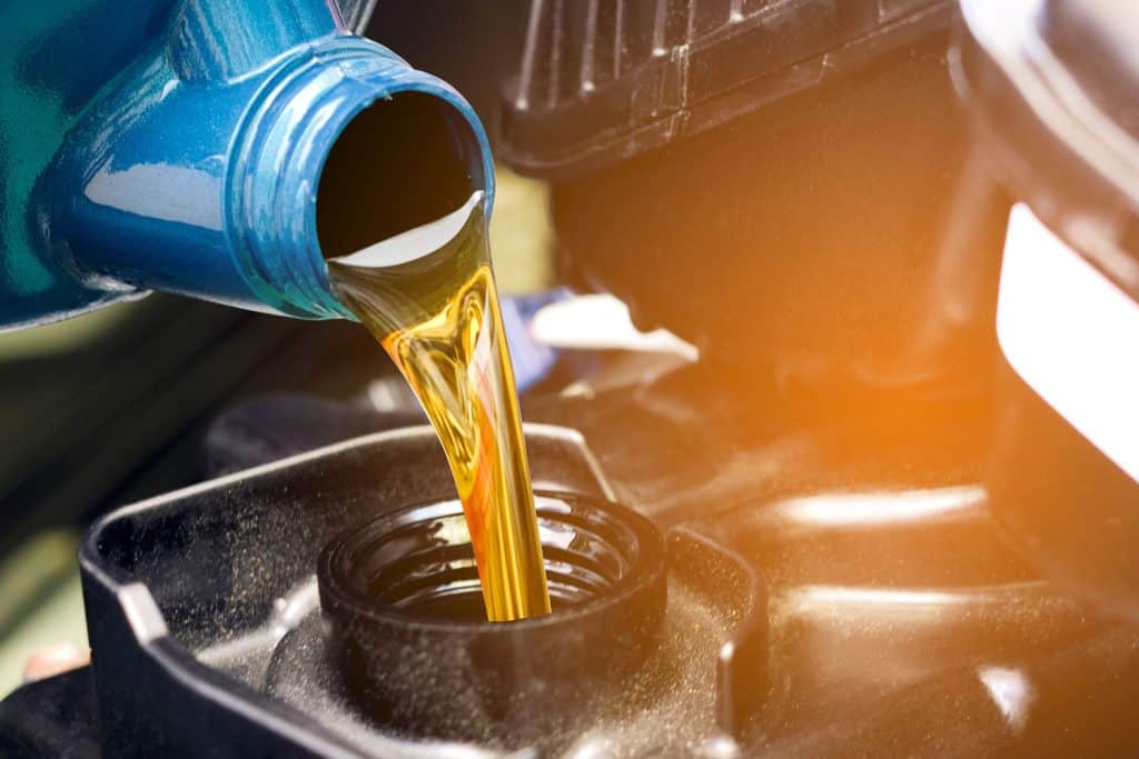 A car engine oil replacement