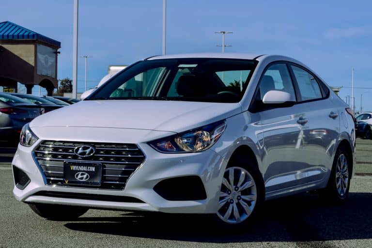 A white Hyundai Accent displayed at the car dealership, Does The Hyundai Accent Have 4 Wheel Drive?