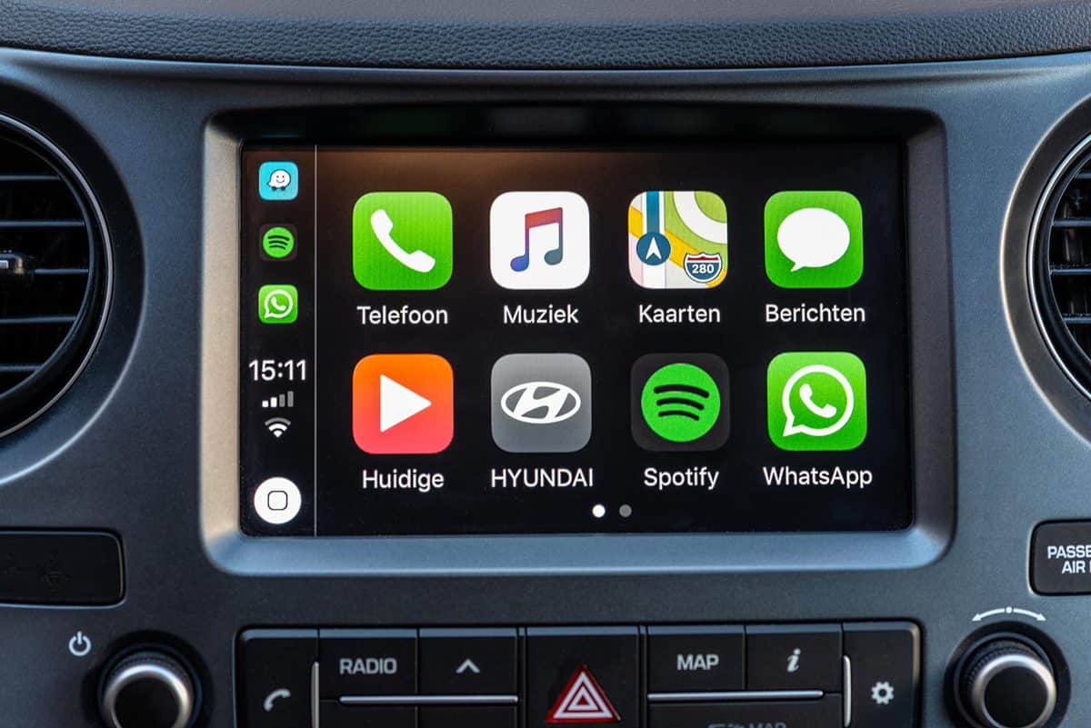 Apple CarPlay main screen in modern car dashboard