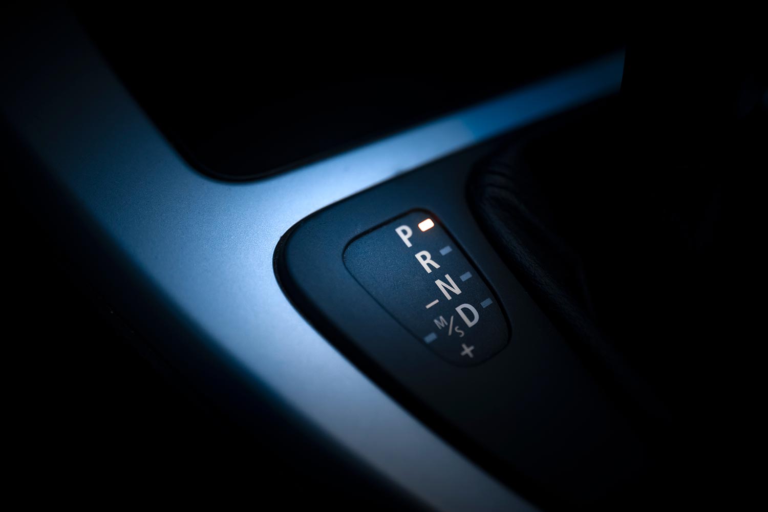 Car automatic gear shifter detail view