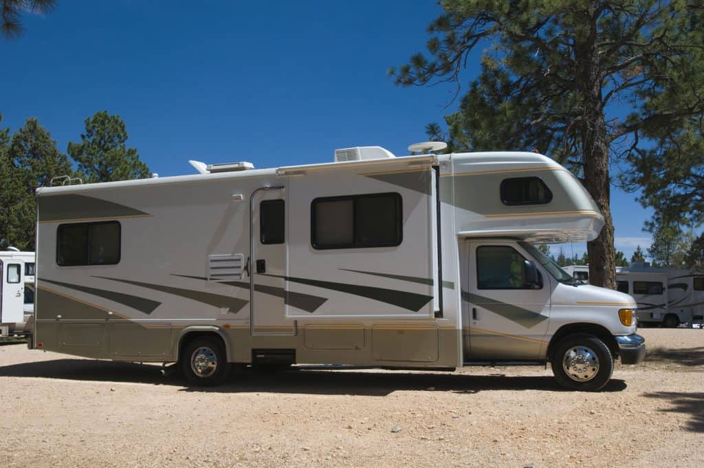 Detailed image of class C motor home recreational vehicle