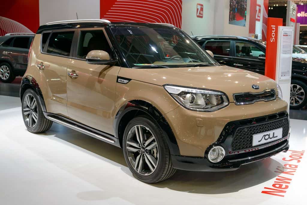 Kia Soul compact car on display at the 2014 Brussels motor show