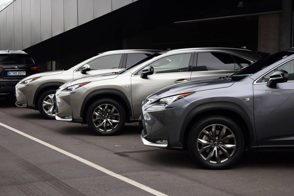 Lexus NX at the international press launch. The cars waiting on the parking before the first tests drives