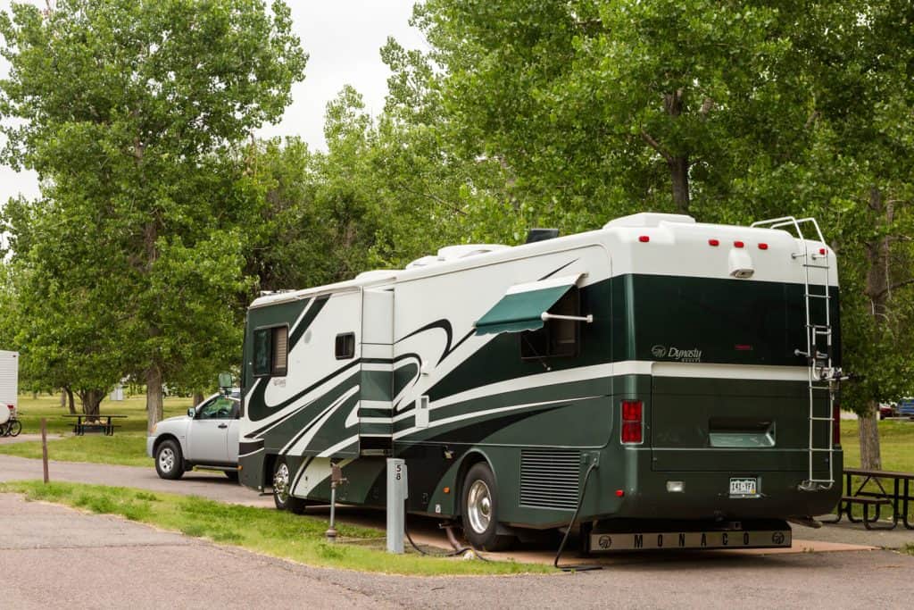 RV camping at Cherry Creek State Park in Denver, Colorado.