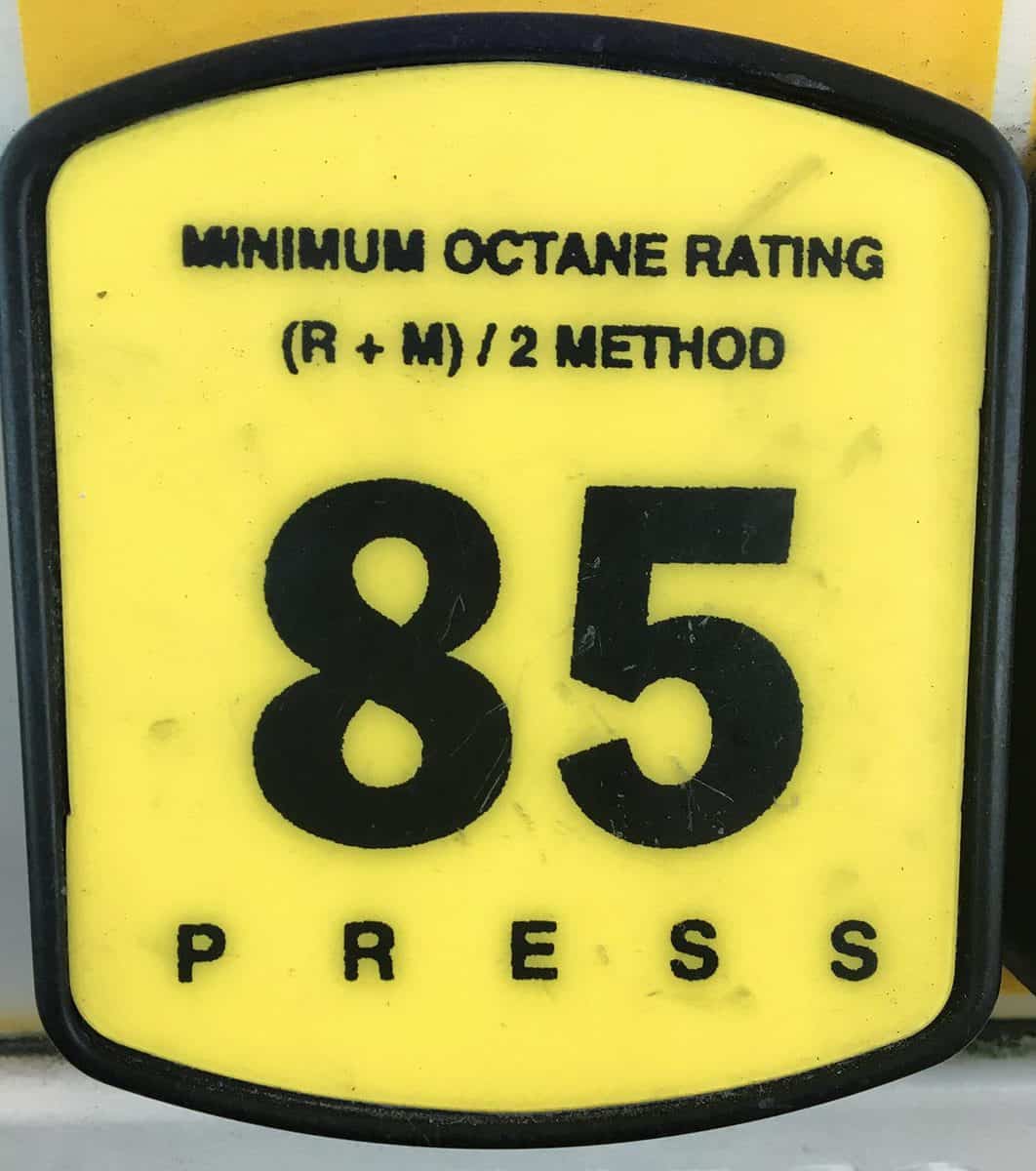 Standard yellow fuel grade button at US gas station