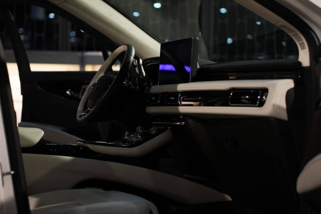 The interior on the 2021 Lincoln Nautilus on display at the 2021 Houston Summer Auto Show