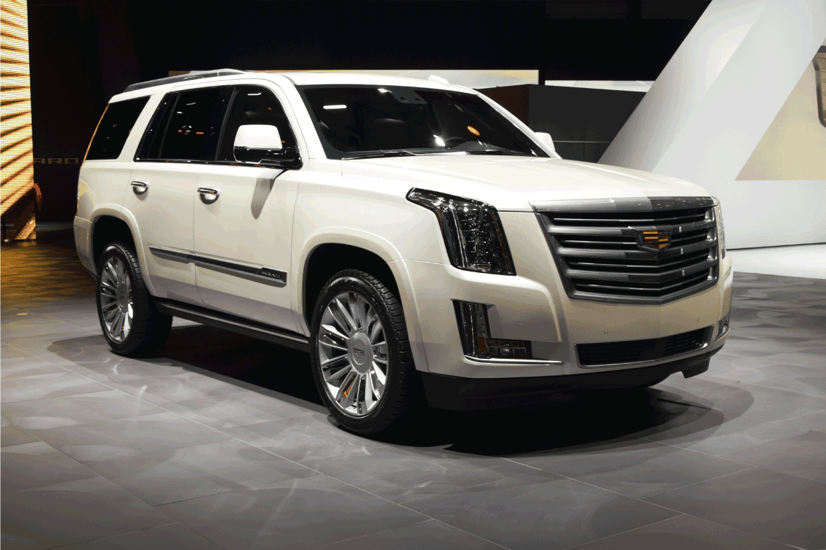The-presentation-of-Cadillac-Escalade-on-the-motor-Show.-powered-V8-6,2-litre-petrol-engine.-Does-The-Cadillac-Escalade-Have-Massage-Seats