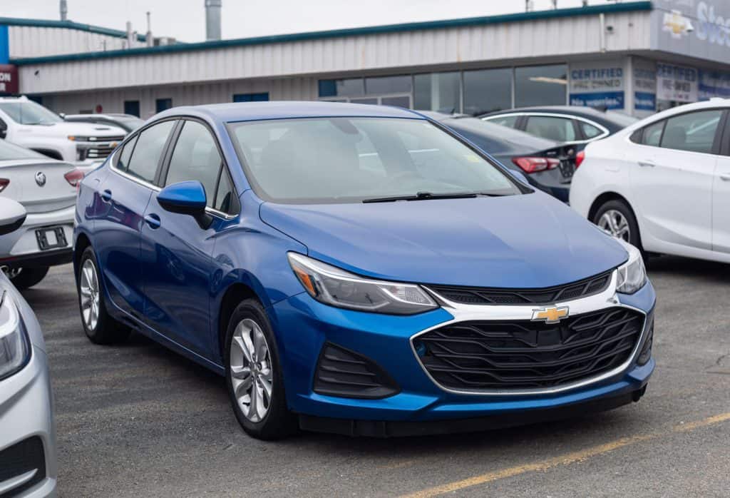 A 2019 Chevrolet Cruze Sedan (now discontinued) at a dealership