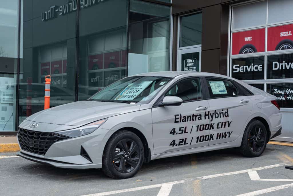 A gray colored Hyundai Elantra