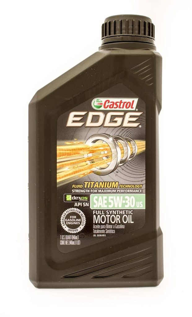 A quart of Castrol Edge synthetic motor oil