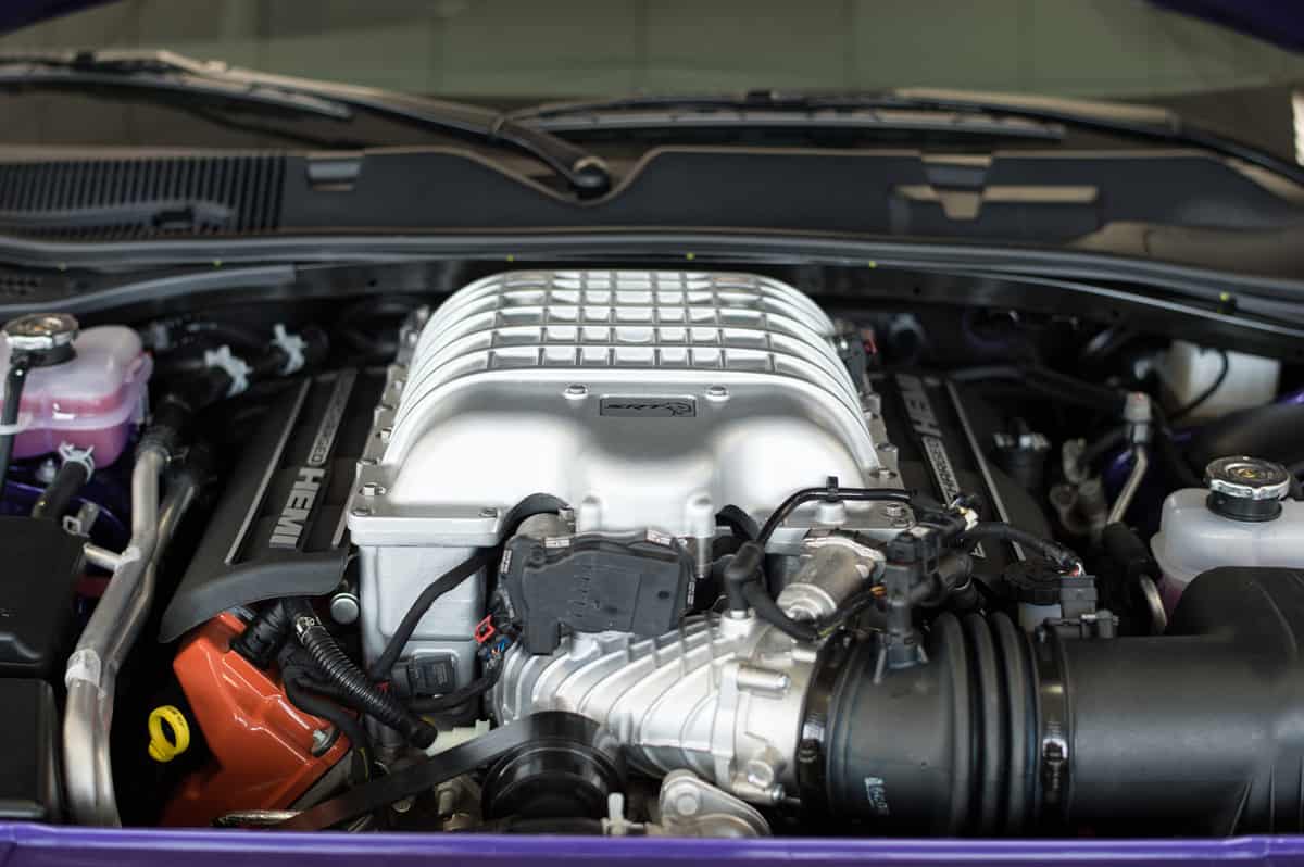 An engine to the Dodge Challenger Hellcat that is supercharged and creates 707 horsepower.
