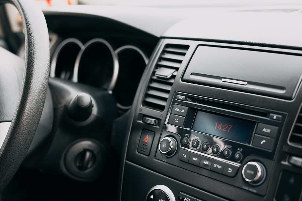 Car inside interior, control panel, dashboard, radio system