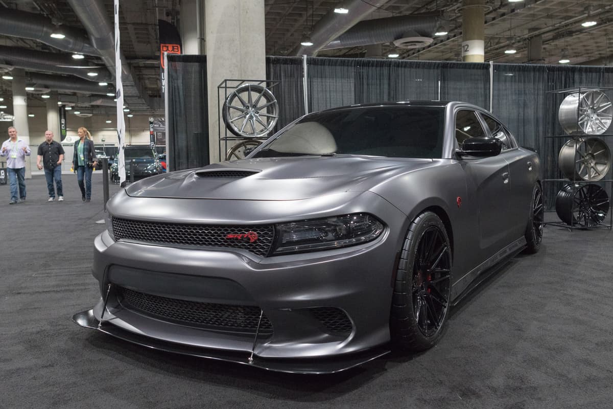 Dodge Charger SRT Hellcat on display during LA Auto Show at the Los Angeles Convention Center.