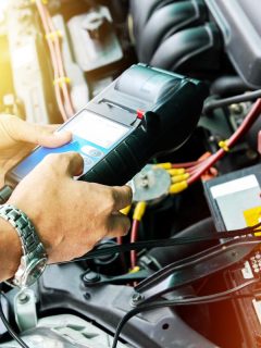 An engineer holding handheld device for check up car battery life, Can A Bad Car Battery Cause Rough Idle?