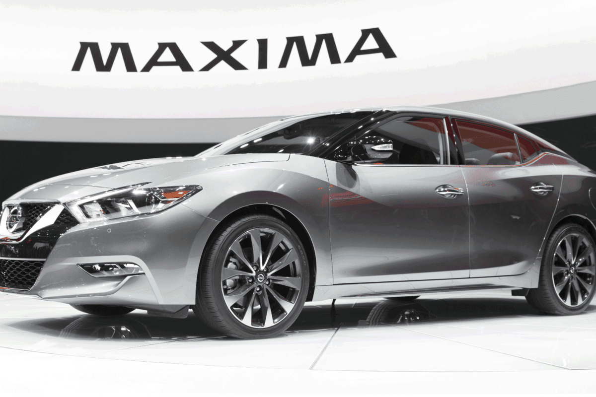 Exterior of Nissan Maxima car on display at New York International Auto Show