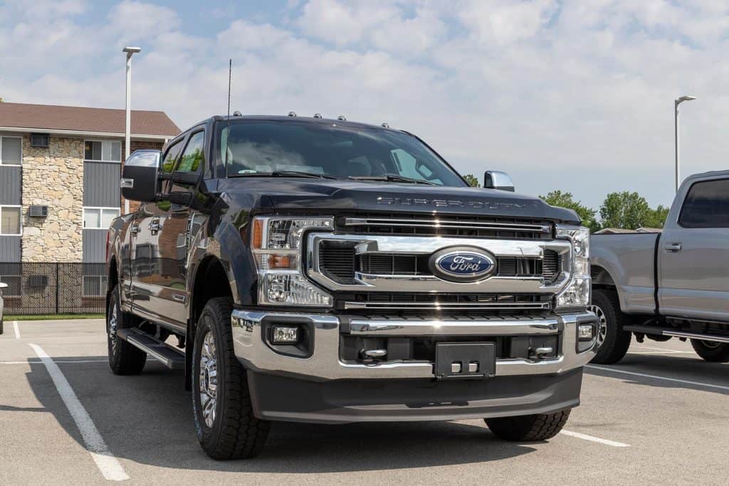 Ford F250 Super Duty display at a dealership
