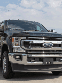 Ford F250 Super Duty display at a dealership. The Ford F-250 is available in XL, and XLT models. How Much Can A Ford F-250 Diesel Tow