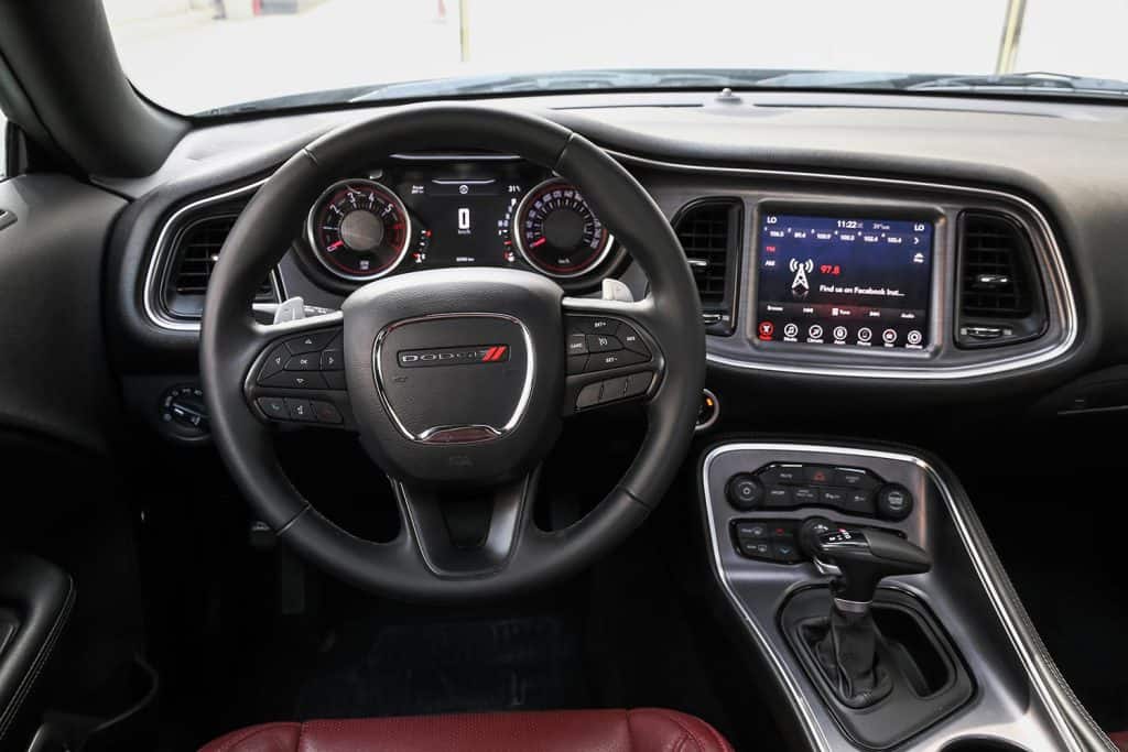 Interior of the American muscle car Dodge Challenger