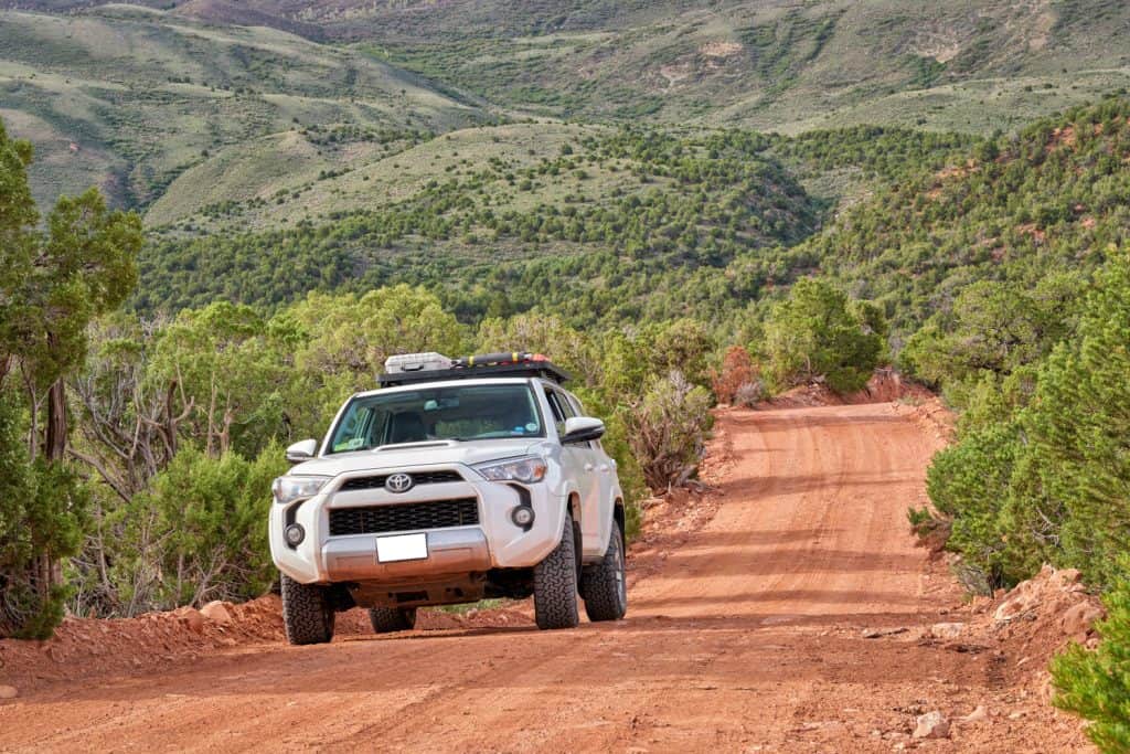 Toyota 4Runner SUV (2016 Trail model) on a dirt backcountry road