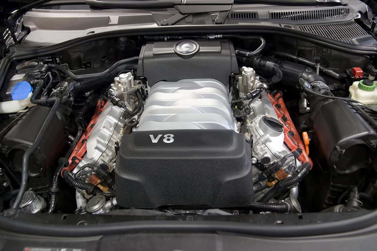V8 engine of a new expensive car
