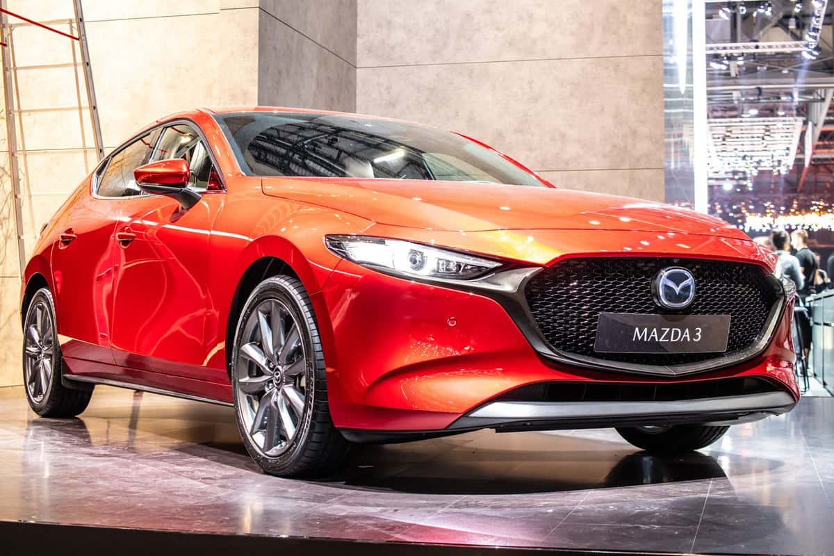 all new Mazda 3 Fourth generation at Geneva International Motor Show, compact car manufactured in Japan by Mazda