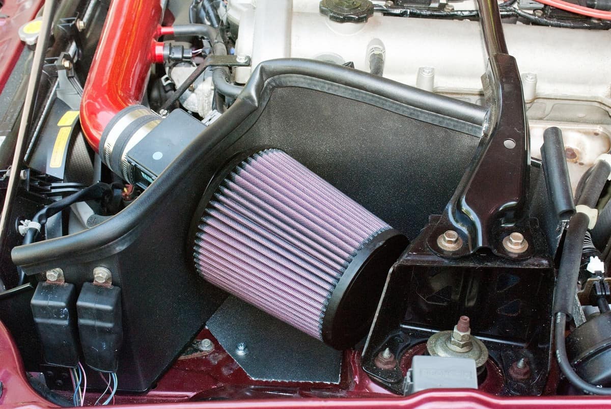 Close up of open air intake with surrounding 