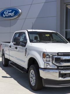 Ford F-250 display at a dealership - How Do I Track My Ford Factory Truck Order
