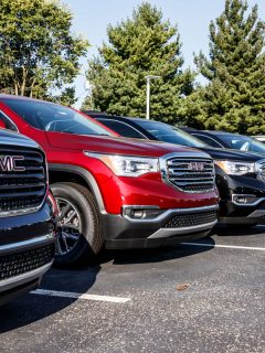 GMC SUV display at a Buick GMC dealership,Does GMC Acadia Have 4 Wheel Drive? [By Trim Level]