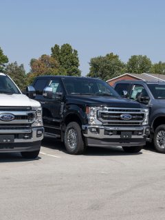 Huge different colors and trims of Ford F250s at a dealership, How Long Is A F250?
