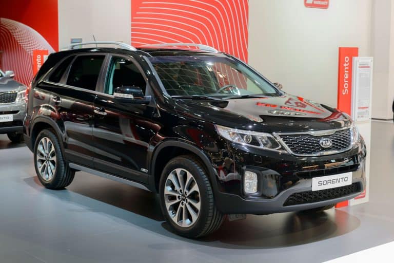 Kia Sorento Sports Utility Vehicle (SUV) on display at the 2014 Brussels motor show, What Should The Tire Pressure Be On A Kia Sorento? [And How To Check It]