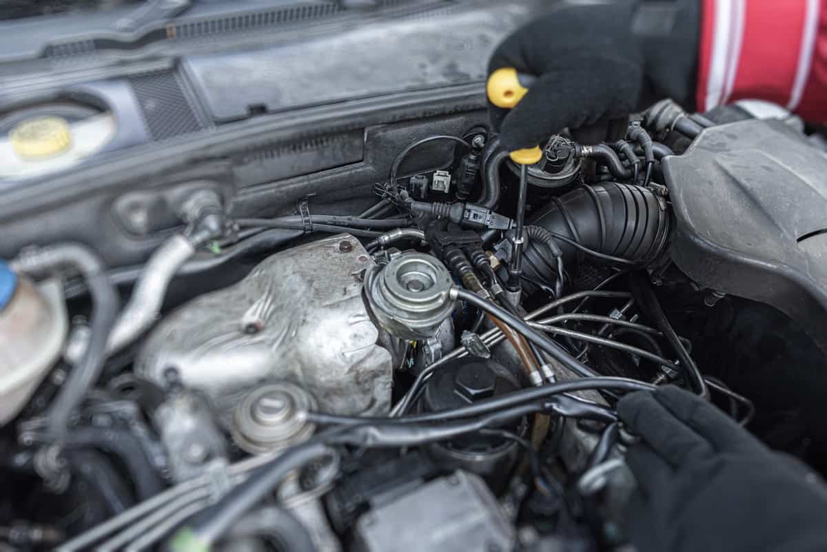 Repair of an old car. Car engine repair.